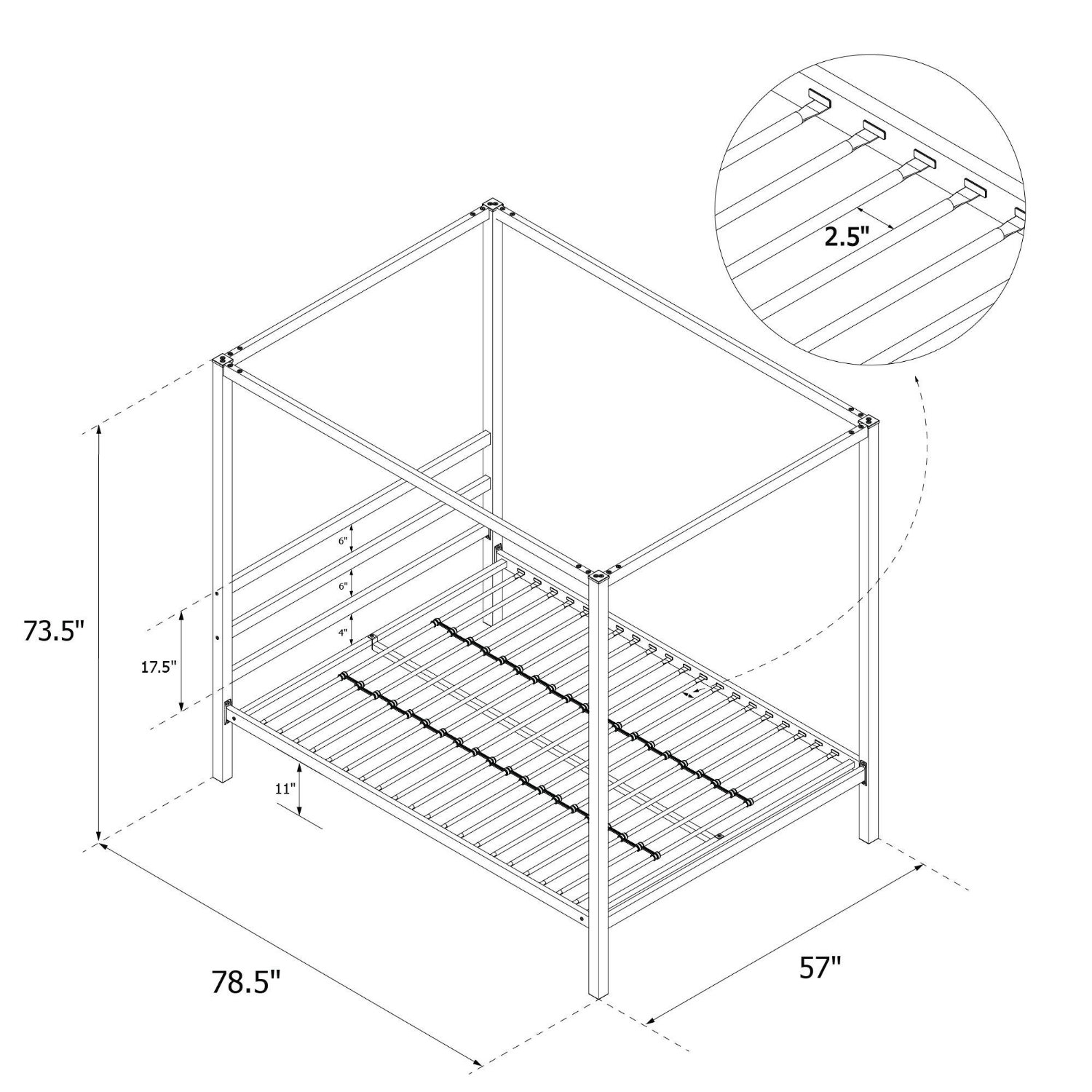 FaFurn - Full Size Canopy Bed Frame in Pink, Metal