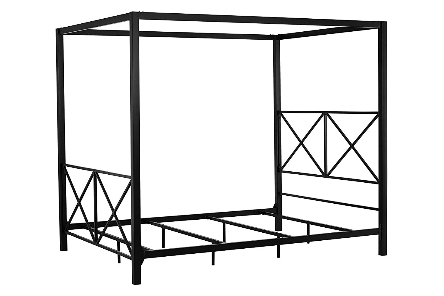 FaFurn - Queen Size Modern Black Metal Four-Poster Canopy Bed Frame