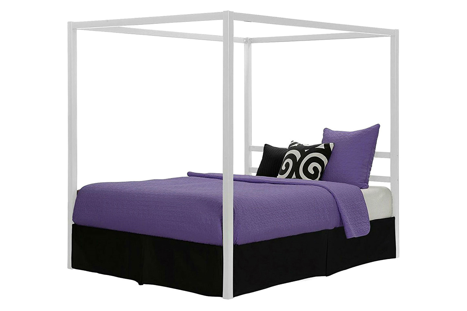 FaFurn - Queen Size Sturdy Metal Canopy Bed Frame in White Finish