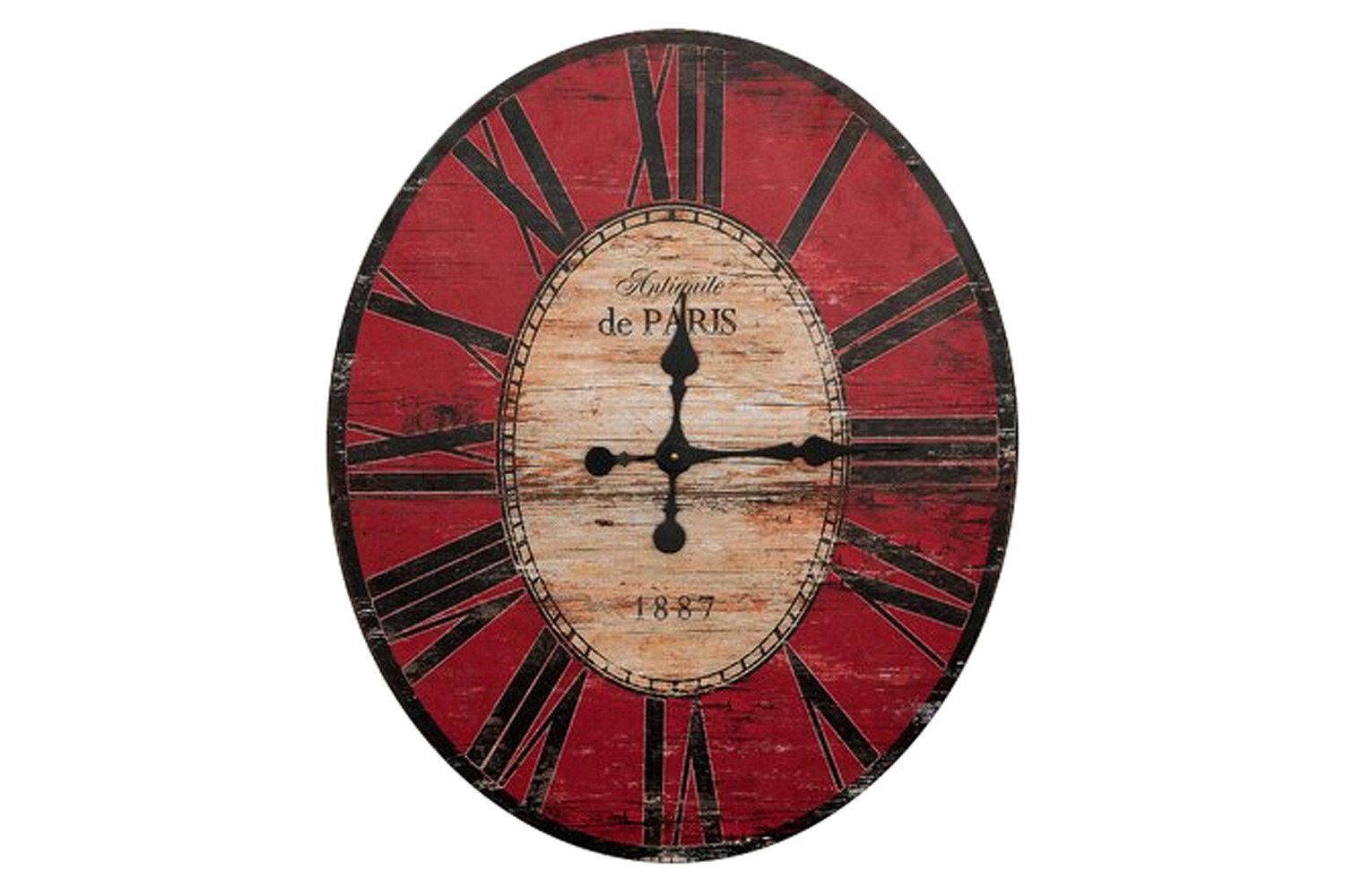 FaFurn - Oversized Distressed Paris Wood Wall Clock