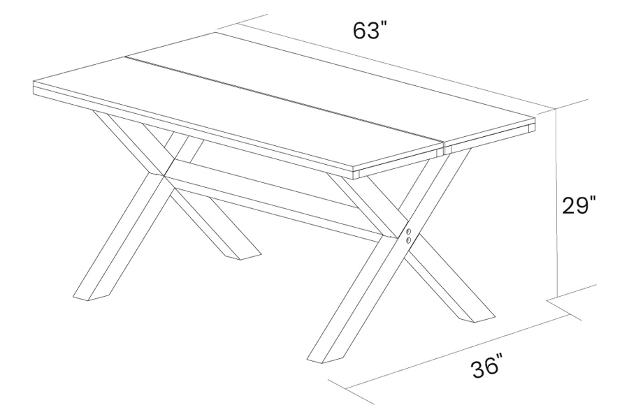 FaFurn - Modern Farmhouse Solid Dining Table in Distressed Driftwood, Pine Wood