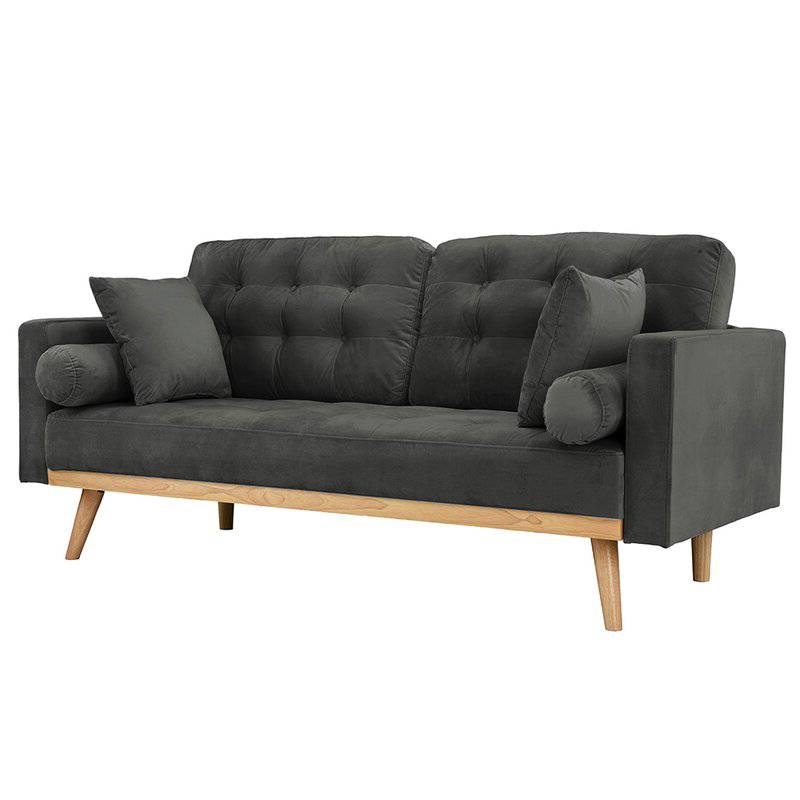 FaFurn™ Modern Sofa with Wood Legs - Dark Gray, Fabric