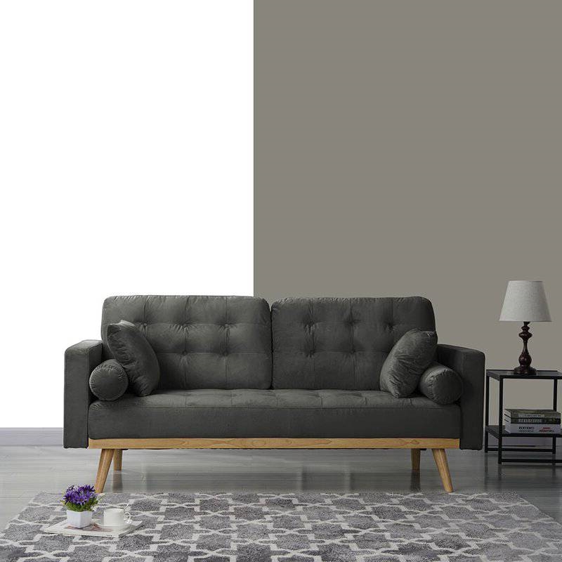 FaFurn™ Modern Sofa with Wood Legs - Dark Gray, Fabric