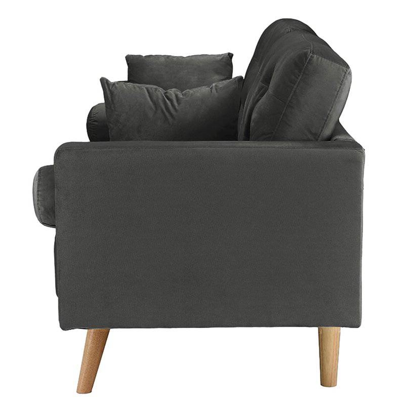 FaFurn™ Modern Sofa with Wood Legs - Dark Gray, Fabric