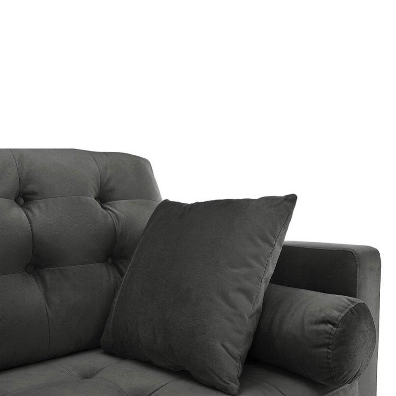 FaFurn™ Modern Sofa with Wood Legs - Dark Gray, Fabric