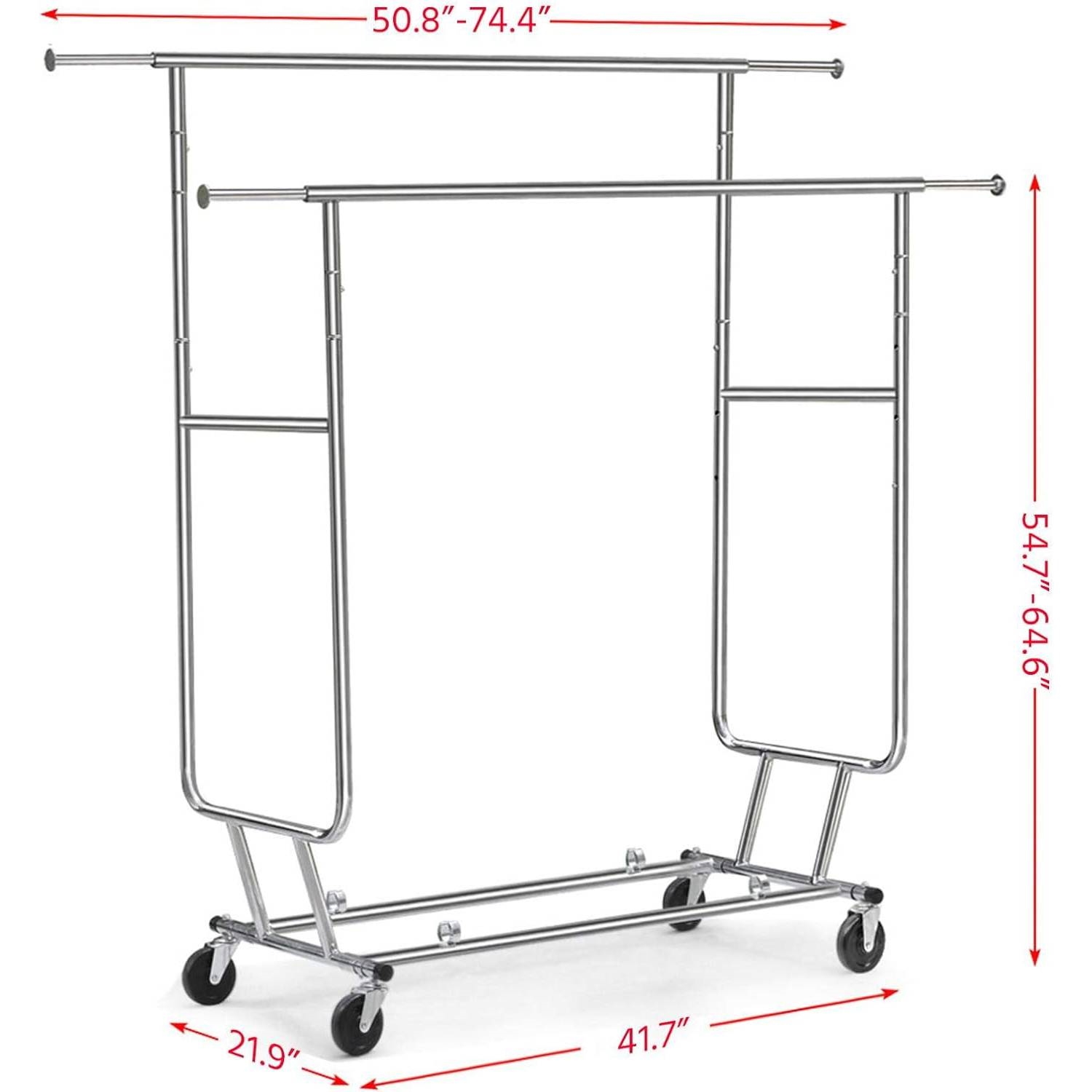 FaFurn™ Garment Rack Clothes on Lockable Wheels - Silver, Metal