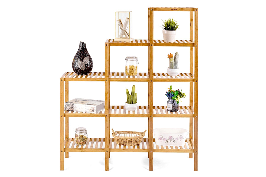 FaFurn - Bamboo Wood 5-Tier Versatile Bookcase Plant Stand Storage Rack