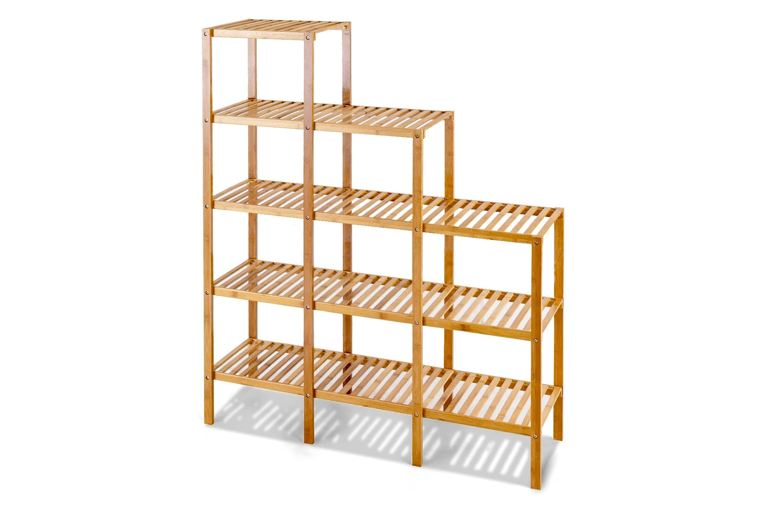 FaFurn - Bamboo Wood 5-Tier Versatile Bookcase Plant Stand Storage Rack