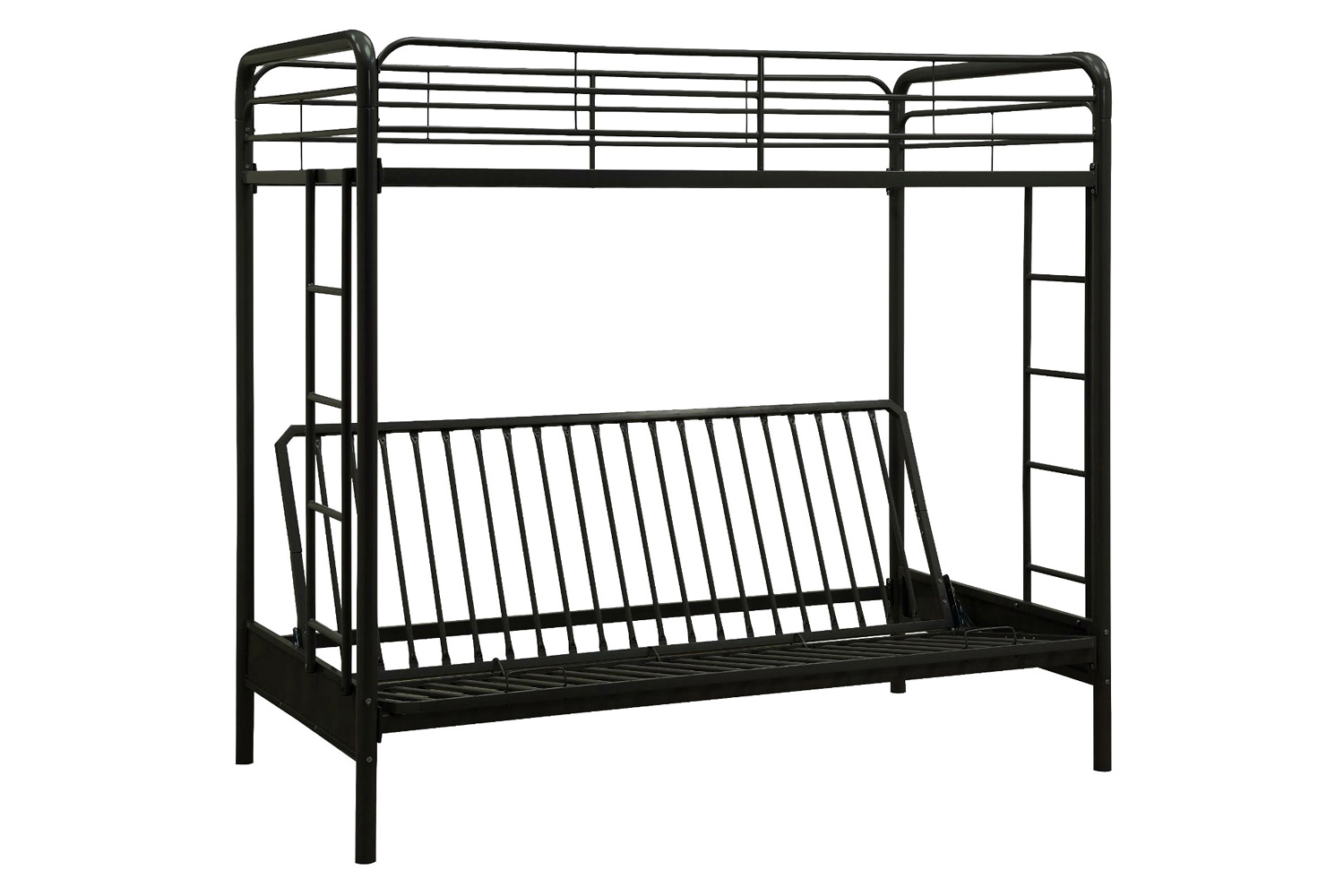 FaFurn - Twin Over Full Futon Bunk Bed Sleeper Sofa in Black Metal