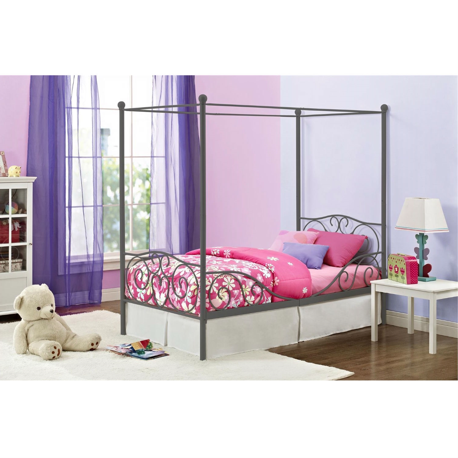 FaFurn Twin Size Canopy Bed Frame - Metal, Metal