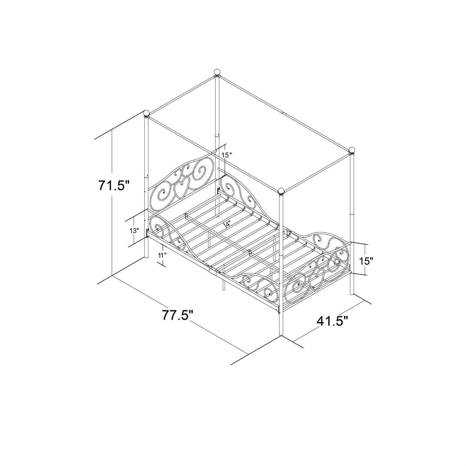 FaFurn Twin Size Canopy Bed Frame - Metal, Metal