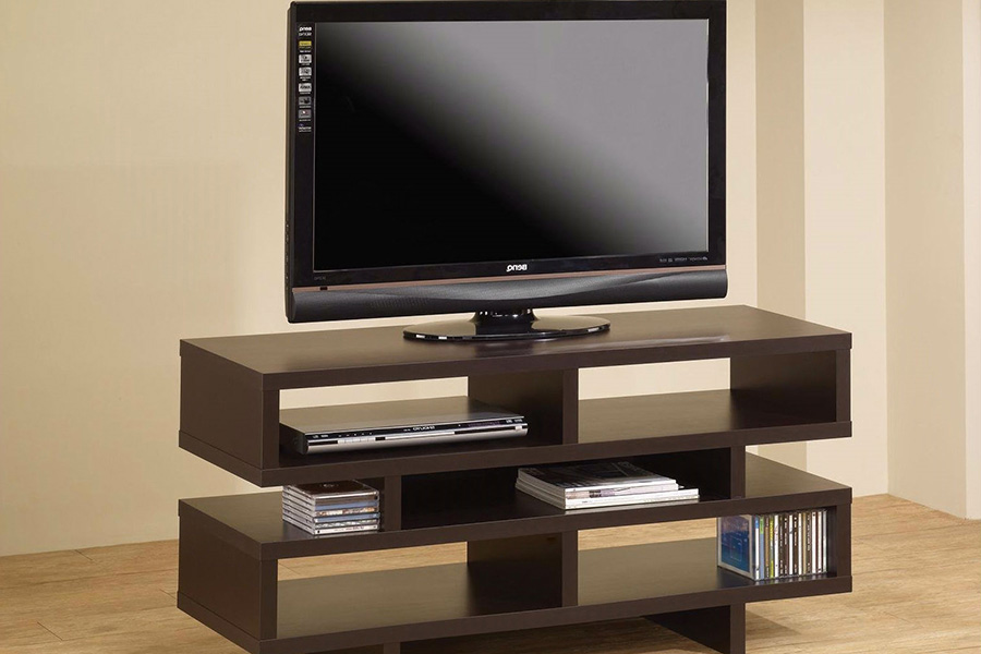 FaFurn - Modern TV Stand Entertainment Center in Dark Brown Wood Finish