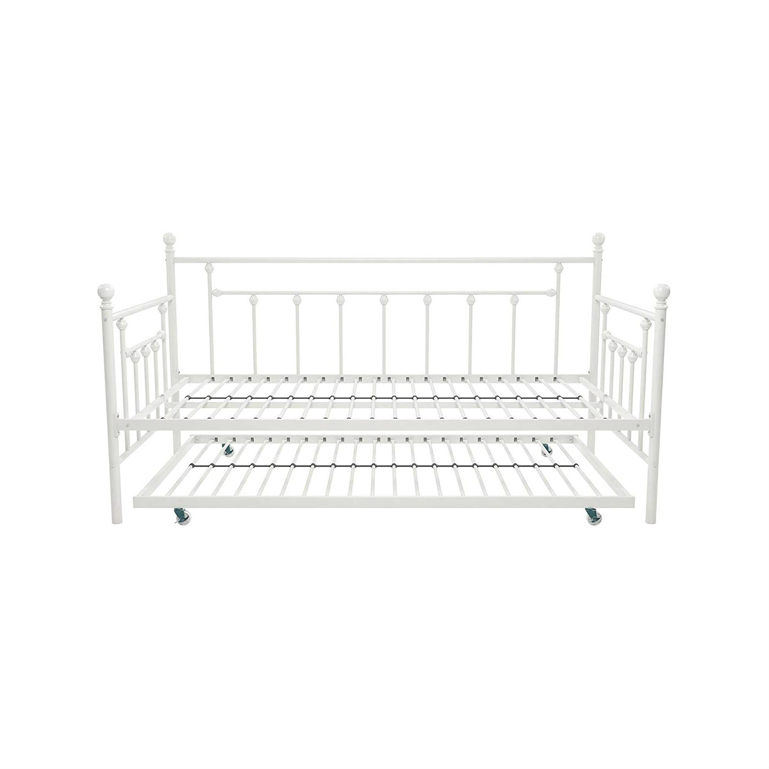 FaFurn - Twin Size Daybed Frame with Roll-Out Turndle Bed in White