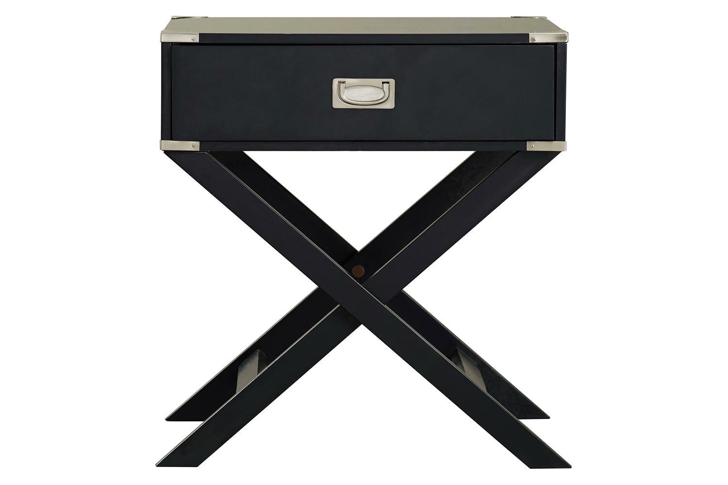 FaFurn 1-Drawer End Table/Nightstand with Modern Classic X Style Legs - Black