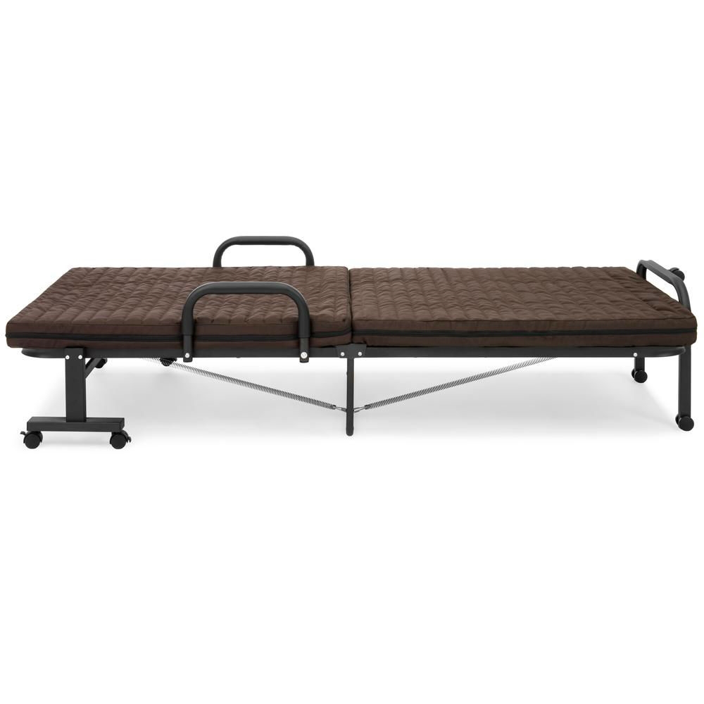 FaFurn - Adjustable Twin Size Platform Bed Frame with Brown Mattress in Brown