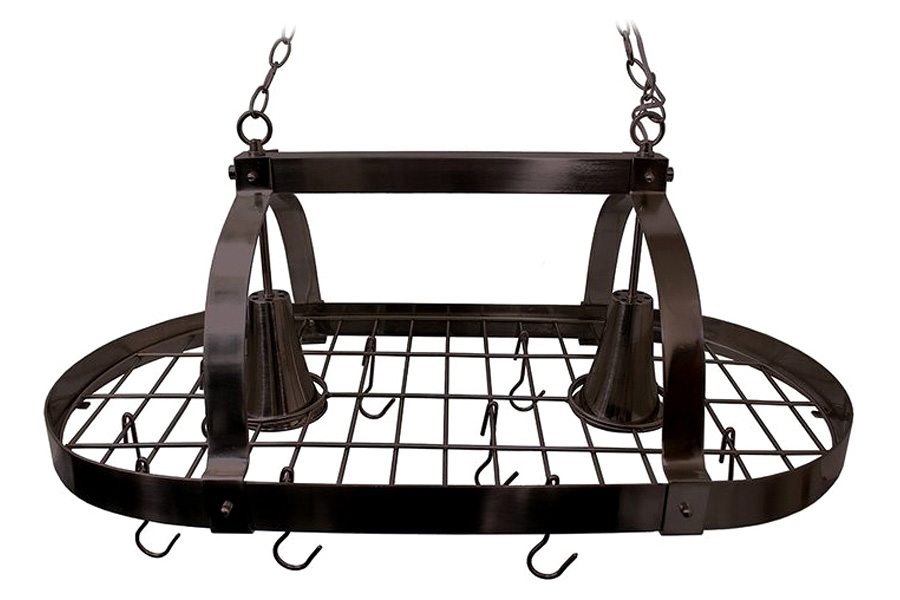 FaFurn Rustic 2 Light 10 Hook Ceiling Mounted Hanging Pot Rack - Bronze