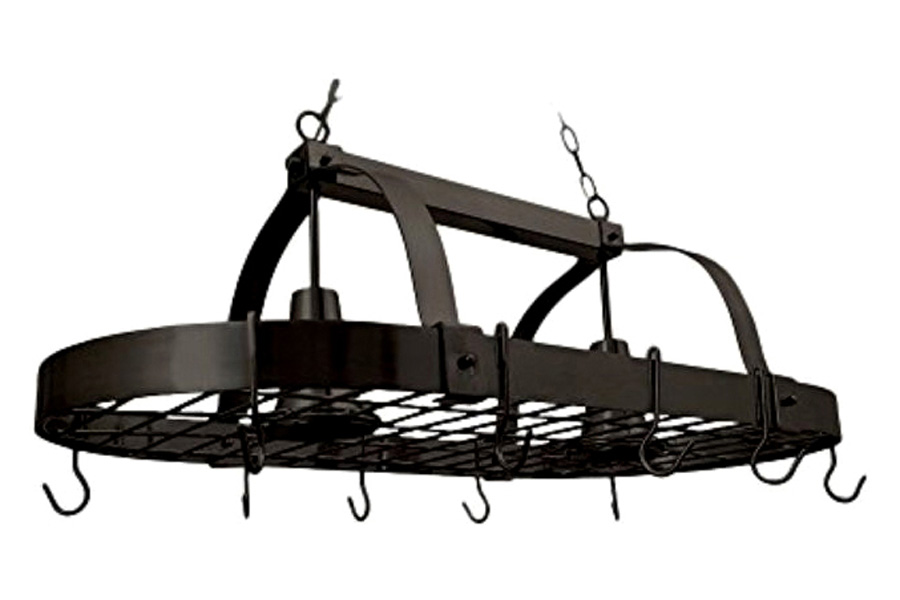 FaFurn Rustic 2 Light 10 Hook Ceiling Mounted Hanging Pot Rack - Bronze