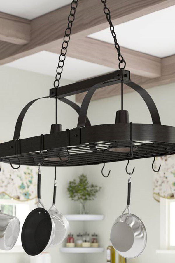 FaFurn Rustic 2 Light 10 Hook Ceiling Mounted Hanging Pot Rack - Bronze