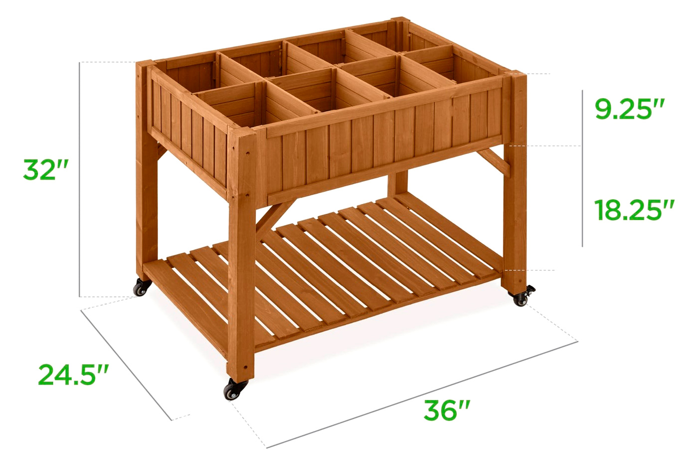 FaFurn - Outdoor Raised Garden Bed Planter Box with Locking Wheels in Brown, Wood