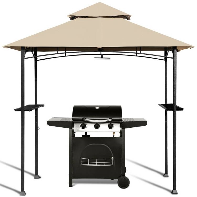 FaFurn - Gazebo with Vented Canopy in Khaki, Metal/Polyester