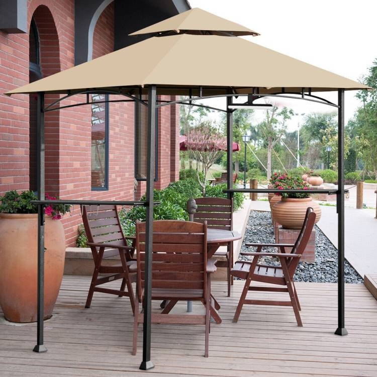 FaFurn - Gazebo with Vented Canopy in Khaki, Metal/Polyester