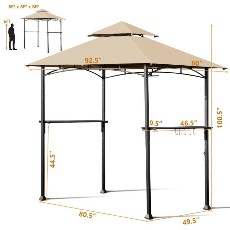 FaFurn - Gazebo with Vented Canopy in Khaki, Metal/Polyester