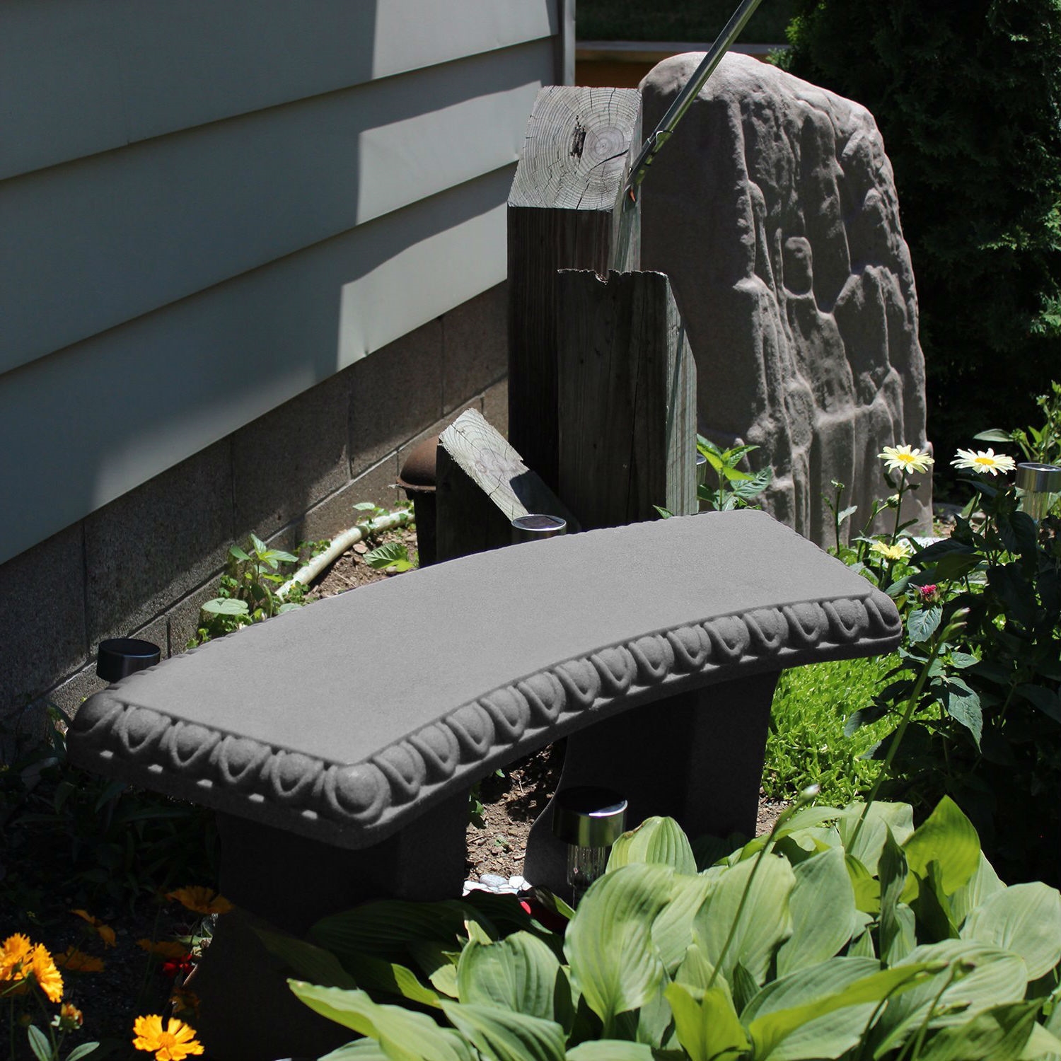 FaFurn - Garden Bench in Gray, Granite/Resin