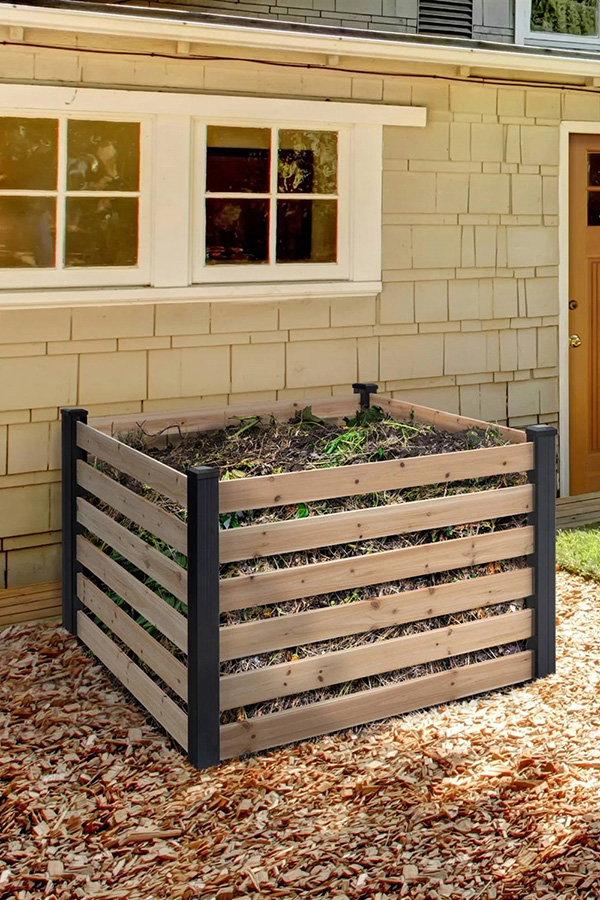 FaFurn Outdoor Cedar Wooden Compost Bin - 244 Gallon