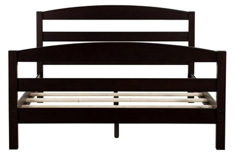 FaFurn - Full Size Minimalist Platform Bed Headboard Footboard in Espresso