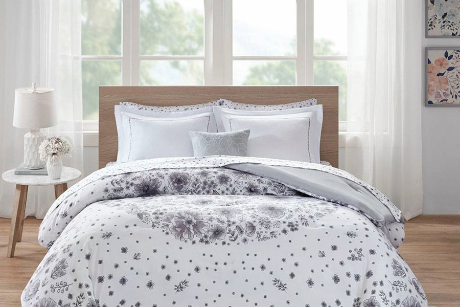 FaFurn 8-Piece Floral Pattern Microfiber Comforter Set - Twin XL Size