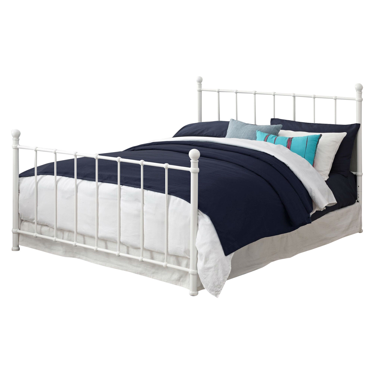 FaFurn - Full Size Platform Bed Frame with Headboard and Footboard in White, Metal