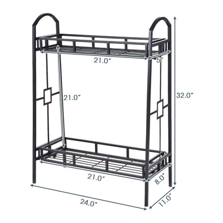 FaFurn - Rustic 2-Tier Planter Rack in Steel