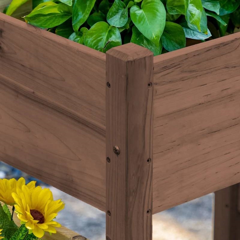 FaFurn Garden Bed Planter Box - Brown, Fir Wood