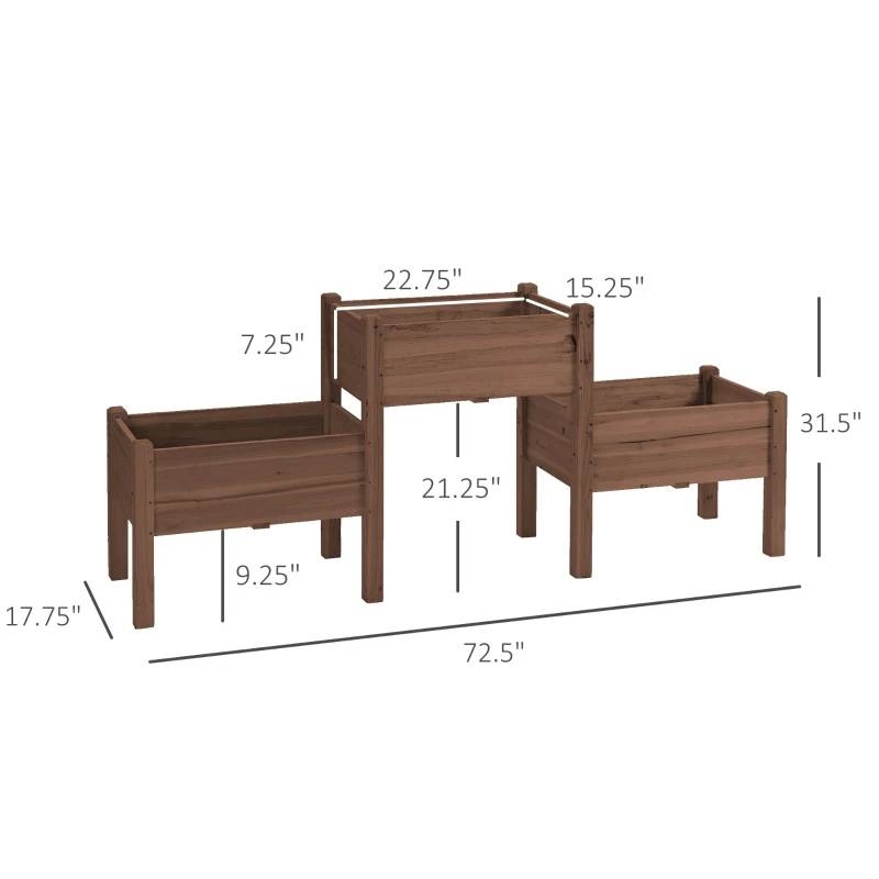 FaFurn Garden Bed Planter Box - Brown, Fir Wood