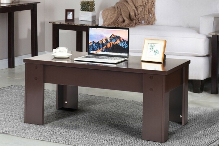 FaFurn™ Farmhouse Lift-Top Multi Purpose Coffee Table Laptop Desk - Espresso Brown