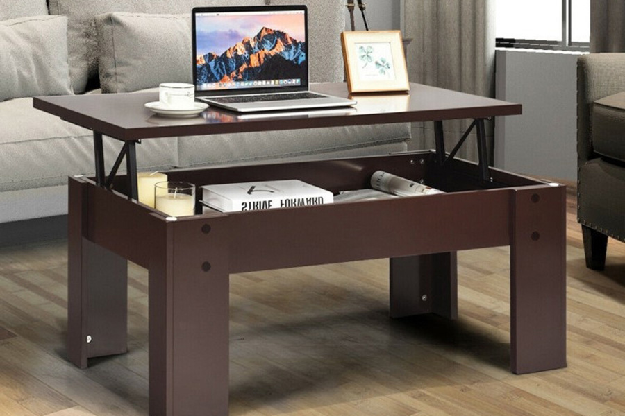 FaFurn™ Farmhouse Lift-Top Multi Purpose Coffee Table Laptop Desk - Espresso Brown