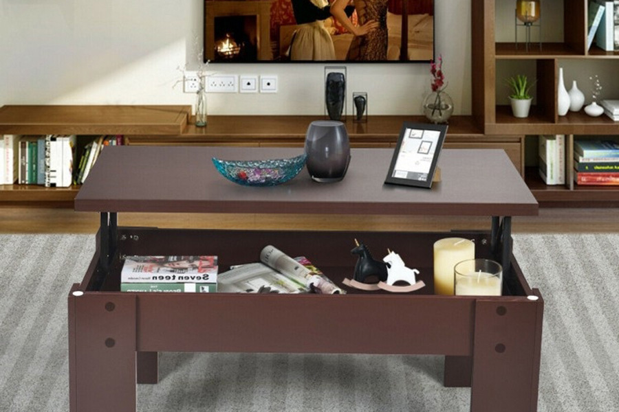 FaFurn™ Farmhouse Lift-Top Multi Purpose Coffee Table Laptop Desk - Espresso Brown