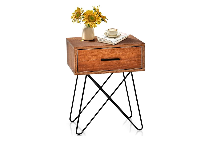 FaFurn - Farmhouse Rustic Natural Brown 1 Drawer Nightstand Coffee Table