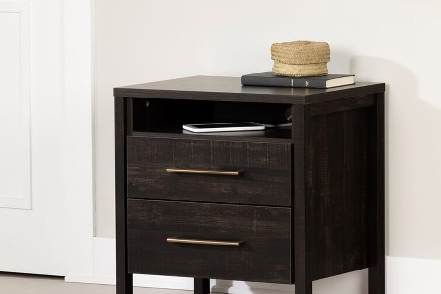 FaFurn - Modern 2 Drawer Nightstand Cubby Storage Shelf