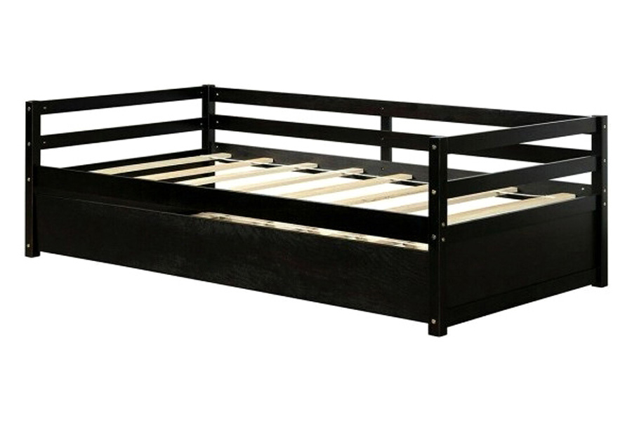 FaFurn Twin/Twin Dorm Style Trundle Daybed Platform Bed Frame - Espresso