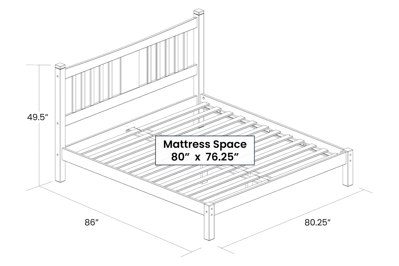 FaFurn Farmhouse King Size Platform Bed with Headboard - Espresso, Wood