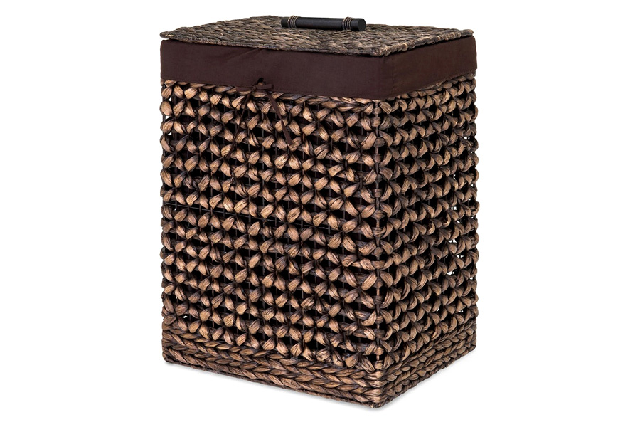 FaFurn - Espresso Handwoven Hyacinth Linen Liner Laundry Hamper