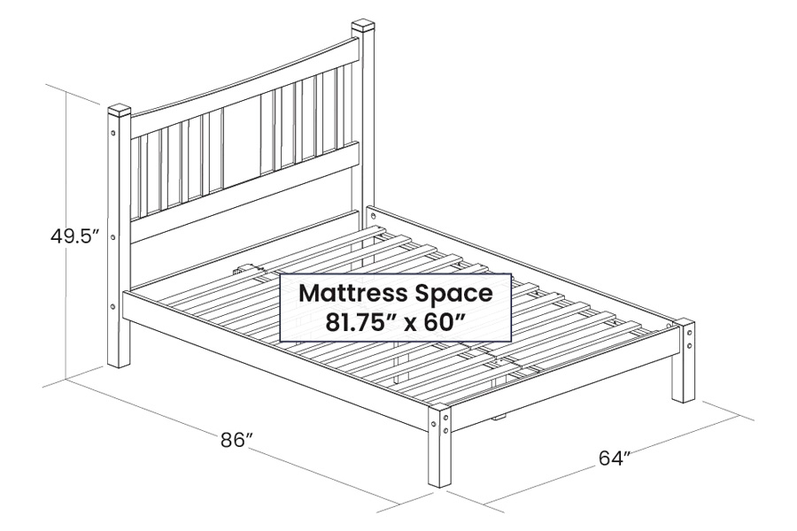 FaFurn Farmhouse Queen Size Platform Bed with Headboard - Espresso, Wood