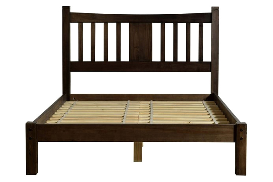 FaFurn - Solid Pine Wood Platform Bed with Headboard