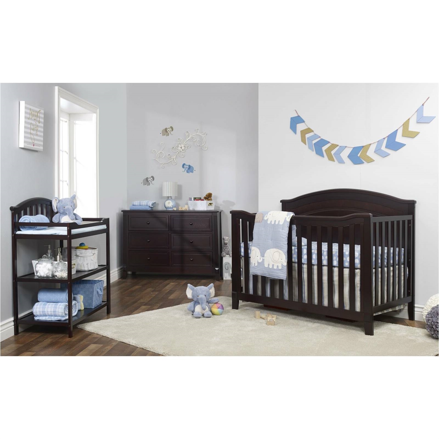 FaFurn - 3-Piece Nursery Furniture Set in Espresso, Wood