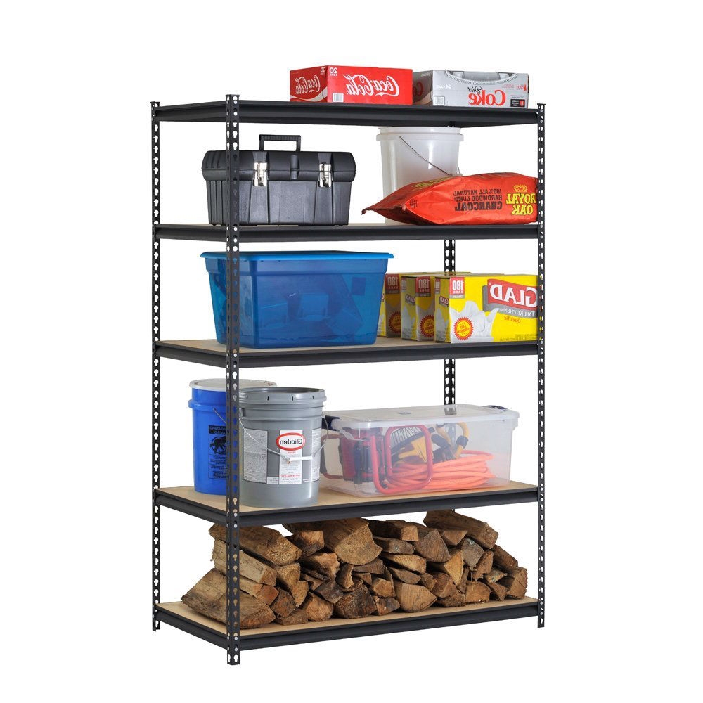 FaFurn - Storage Rack Shelving Unit with 5 Adjustable Shelves in Black, Metal