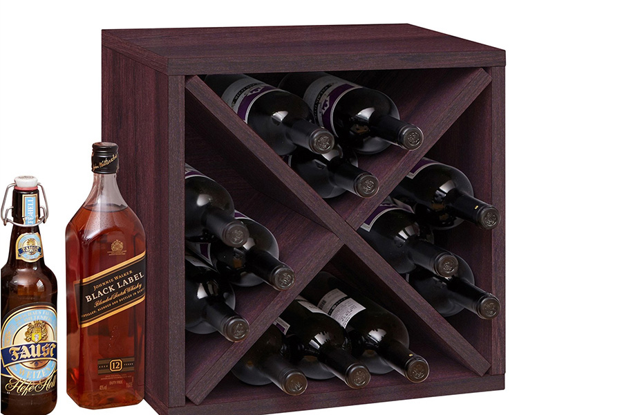 FaFurn™ - Stackable 12-Bottle Wine Rack in Espresso Brown Wood Finish