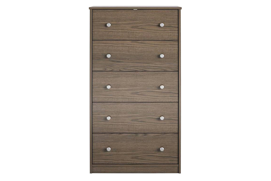 FaFurn Modern 5-Drawer Bedroom Chest Dresser in Wood Finish - Gray-Brown