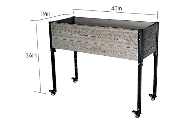 FaFurn - Outdoor Raised Garden Bed Planter Box with Wheels in Gray/Black, Wood/Metal