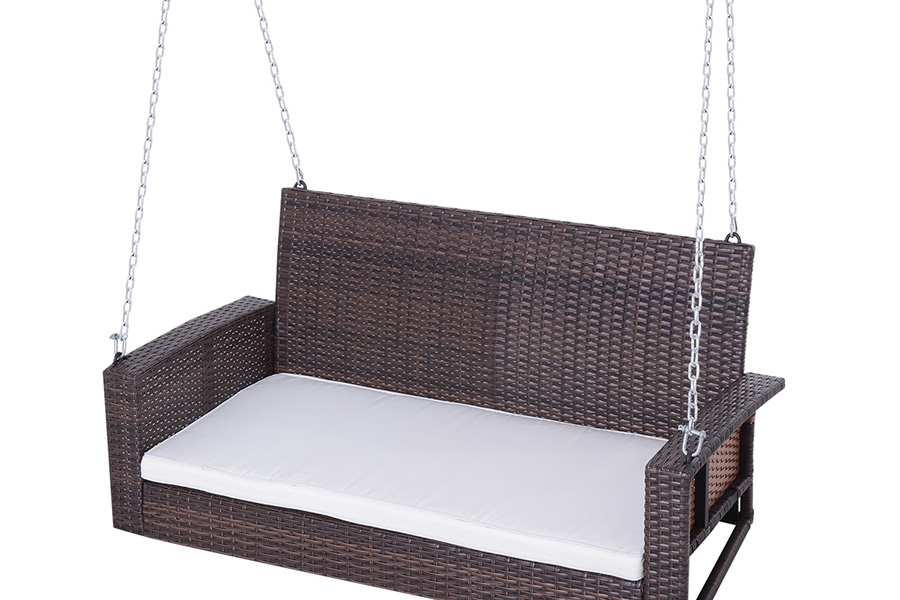 FaFurn - Wicker Porch Swing 7Ft Hanging Chain with Padded Cushion